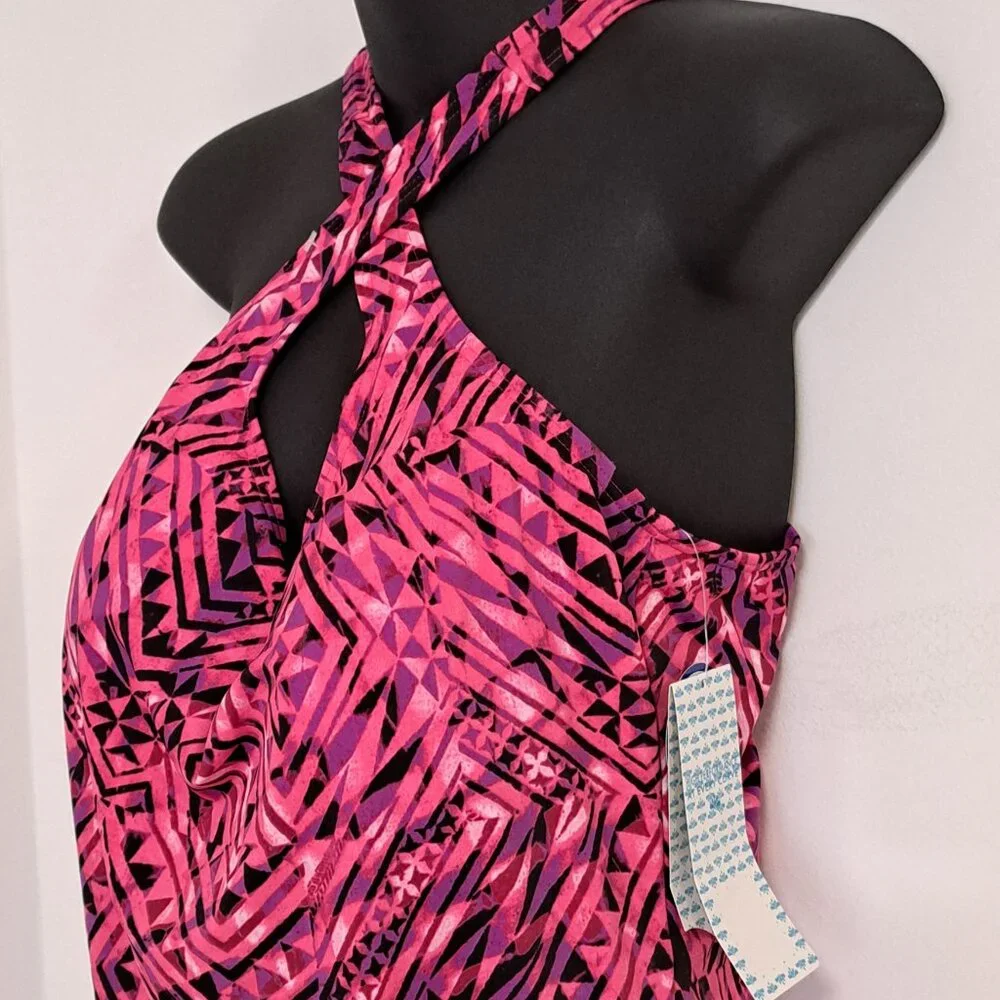 Swimsuits For All Aquabelle Pink & Purple One Piece Swimsuit NWT Size 20